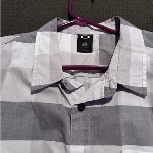 Oakley Men's Black and White Plaid Shirt